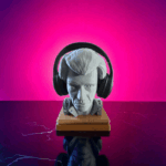 Buste Johnny Hallyday  support casque audio – 25 cm